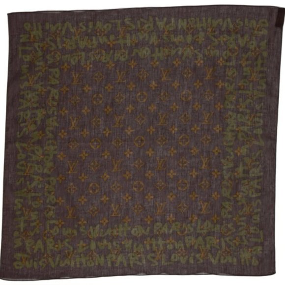 LOUIS VUITTON - AUTHENTIC 2001 LV x STEPHEN SPROUSE GRAFFITI BANDANA SCARF - Picture 7 of 9